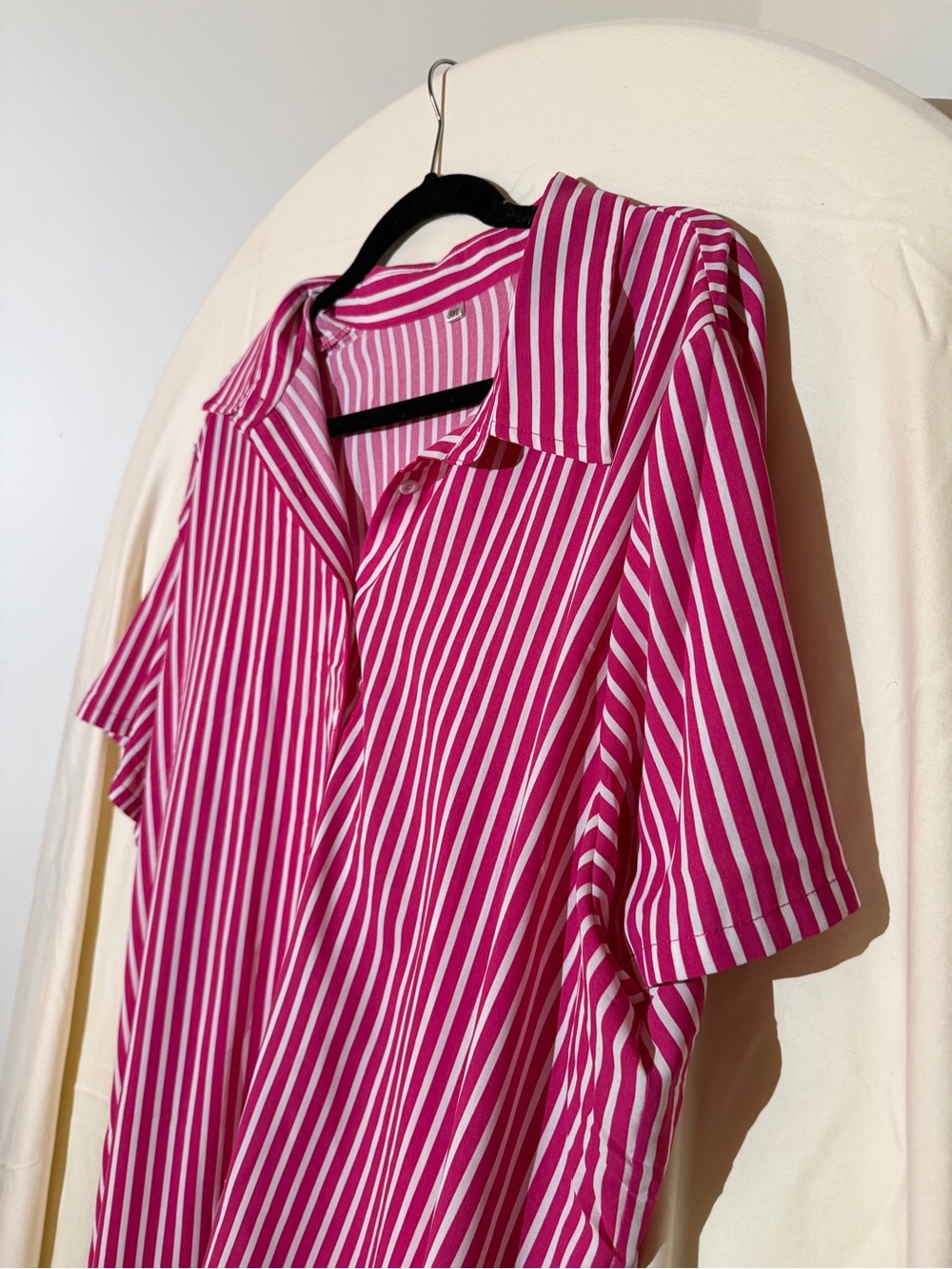 Amazon Women's Fuchsia and White Striped Button-Down Shirt - Picture 2 of 3